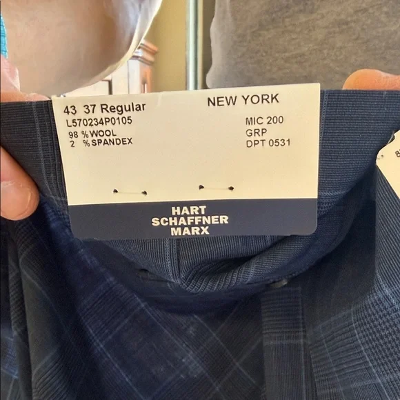 Hart Schaffner Marx Navy Plaid Dress Pants